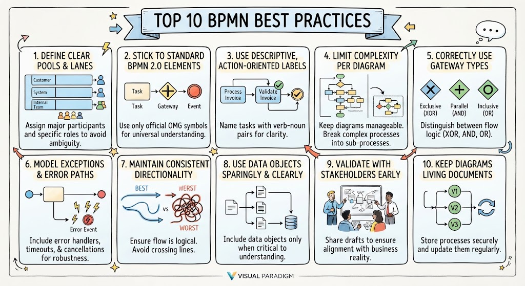 Top 10 BPMN Best Practices for Clear and Effective Process Documentation