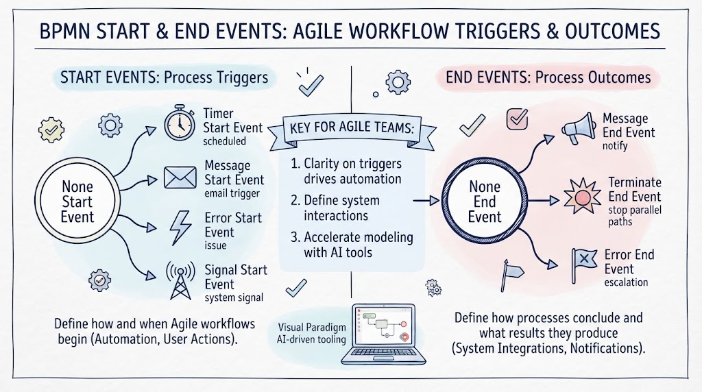 BPMN Start & End Events: Agile Workflow Triggers & Outcomes | Visual Paradigm BPMN Tool
