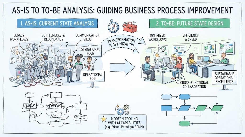 As-is to To-Be Analysis: Guidiing Business Process Improvement : Visual Paradigm BPMN Gap Analysis