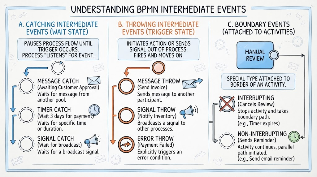 Understanding BPMN Intermediate Events | Visual Paradigm BPMN Tool
