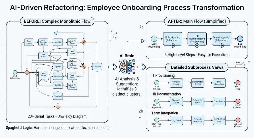 BPMN Modeling Deal with Complexity: Examples: From Spaghetti to Structure | Visual Paradigm BPMN Tool